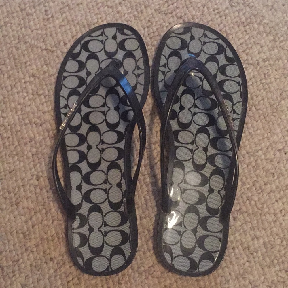 Coach navy flip flops